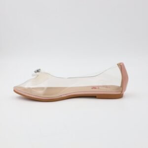 حذاء باليه للنساء شفافة لون زهري من الأسفل