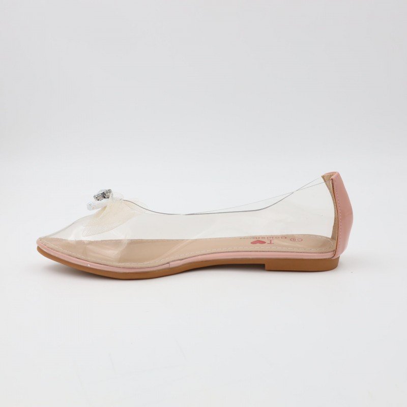 حذاء باليه للنساء شفافة لون زهري من الأسفل