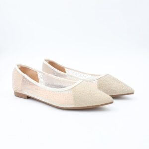 حذاء باليه للنساء لون بيج وسكري