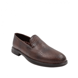 حذاء جلد طبيعي كاجوال بدون رباط للرجال لون بني