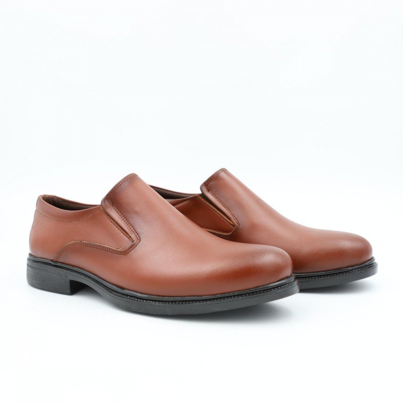 حذاء رسمي للرجال جلد طبيعي لون عسلي ونعل أسود من I Can