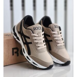 حذاء رياضي للرجال لون بيج ونعل أبيض