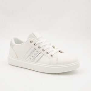 حذاء سبورت بناتي لون أبيض وفضي