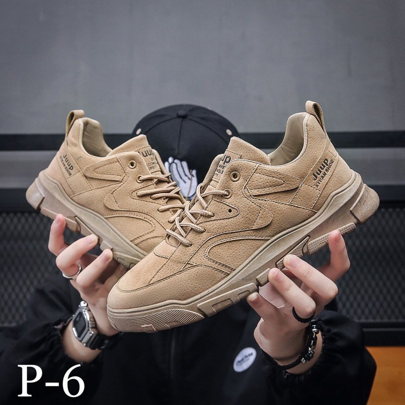 حذاء كاجوال رياضي جلد لون بني