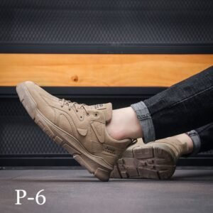 حذاء كاجوال رياضي جلد لون بني