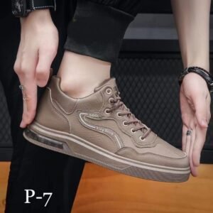 حذاء كاجوال رياضي جلد لون بني