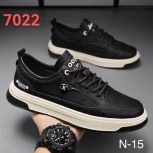 حذاء كاجوال رياضي جلد لون أسود