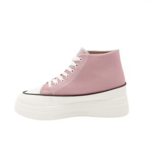 حذاء كاجوال برباط مع كعب للنساء لون زهري فاتح