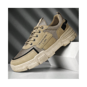 حذاء كاجوال رياضي جلد للرجال لون بيج- Fashion Mens Running Shoes