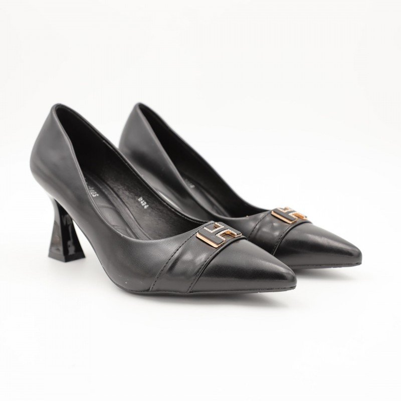 حذاء كعب عالي رفيع للنساء لون اسود