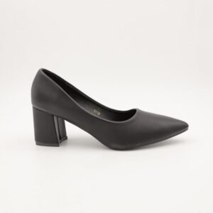 حذاء كعب عريض متوسط للنساء لون اسود