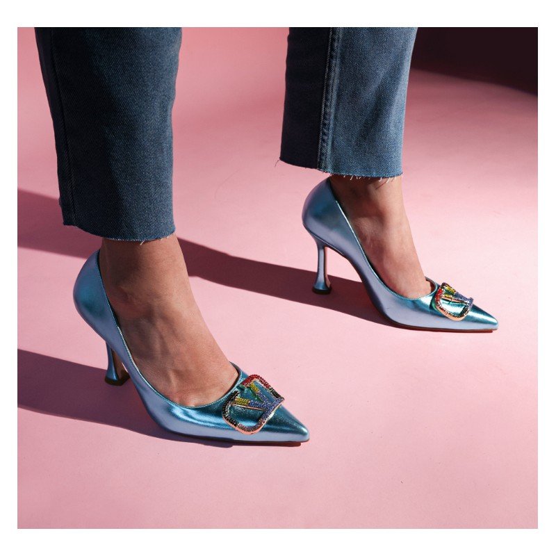 حذاء كعب للنساء لون أزرق فاتح من Sami Boutique