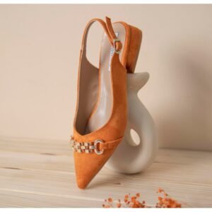 حذاء كعب للنساء لون برتقالي من Sami Boutique