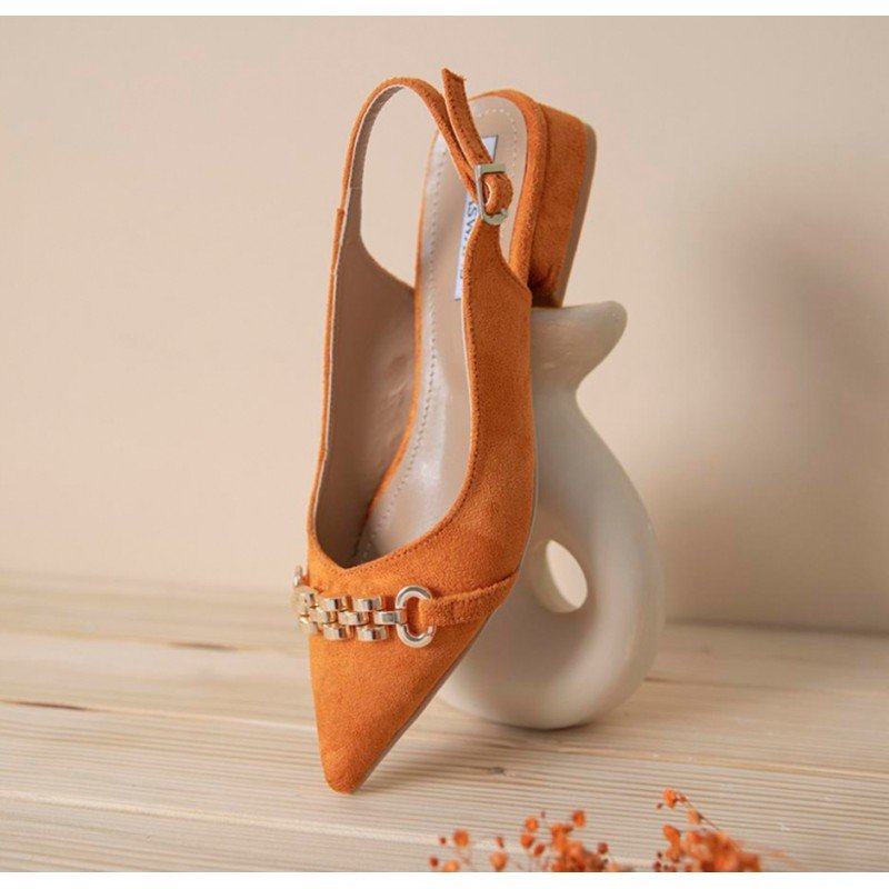 حذاء كعب للنساء لون برتقالي من Sami Boutique