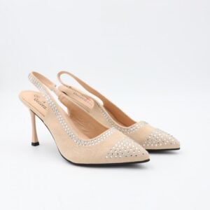 حذاء كعب للنساء لون بيج