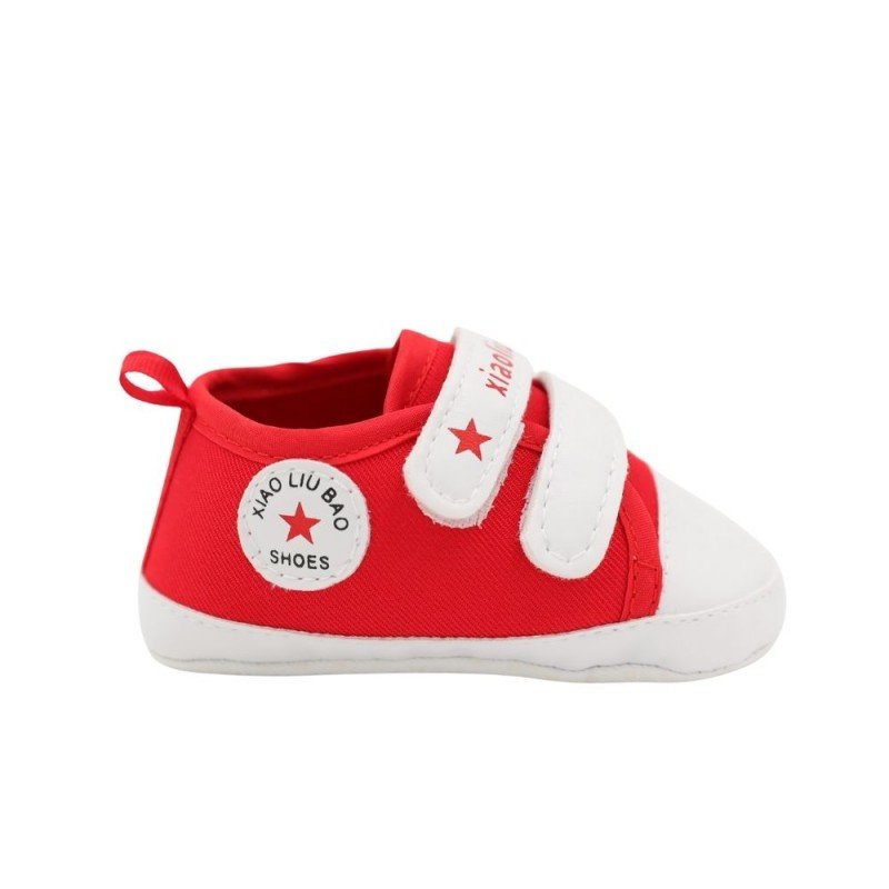 حذاء للأطفال لون أحمر وأبيض حديثي الولادة
