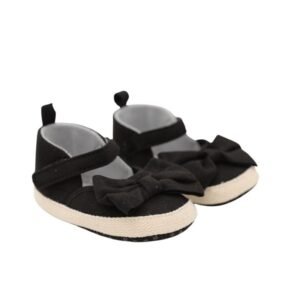 حذاء للأطفال لون أسود وأبيض حديثي الولادة