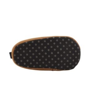 حذاء للأطفال لون أسود ورباط أخضر ونعل عسلي حديثي الولادة