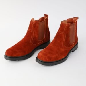 حذاء مخمل رسمي كاحل متوسط الارتفاع لون كرميدي