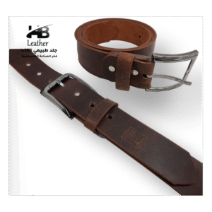 حزام رجالي جلد طبيعي عرض 3.7 لون بني