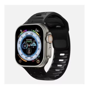 حزام ساعة ذكية - متوافق مع سلسلة ساعات أبل: 49/45/44/42/41/40 - مصنوع من السيليكون الناعم - للرجال والنساء -لون أسود