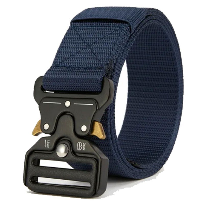 حزام نايلون تكتيكي بتصميم عسكري مع إبزيم لون كحلي