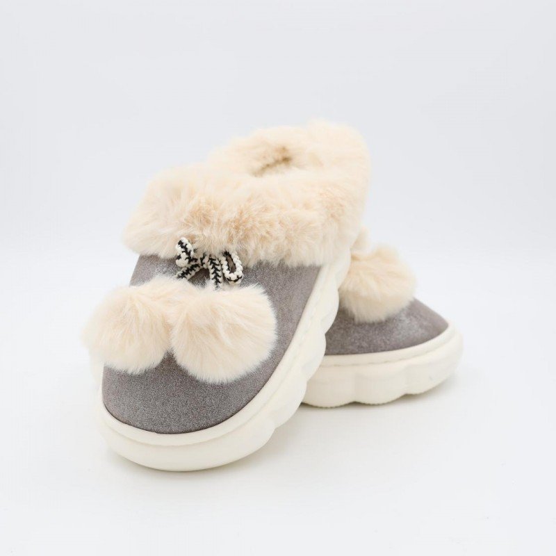 حفاية شتوية لون سكني بلمعة مع بيج