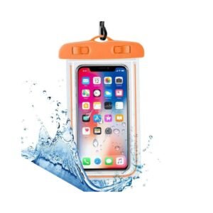 حقيبة حماية جوال ضد الماء متوافقة مع جوالات بحجم 6 انش مثالي لاستخدامه أثناء السباحة أو تحت المطر لون برتقالي