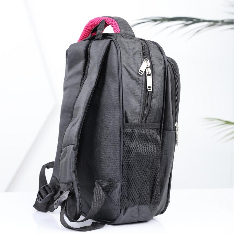 حقيبة ظهر مدرسية 14 انش لون أسود وزهري