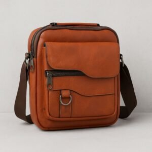 حقيبة كروس جلد حجم 26×18 سم لون عسلي