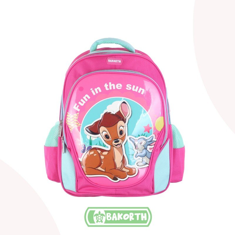 حقيبة مدرسية لون زهري وفيروزي بتصميم غزال