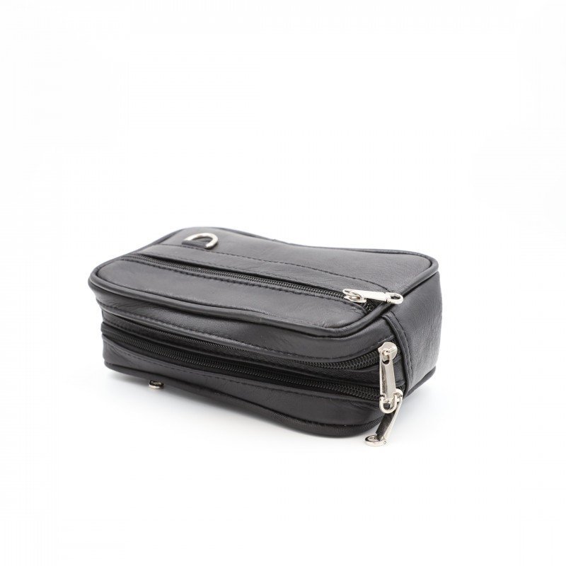 حقيبة يد جلد طبيعي للرجال لون اسود