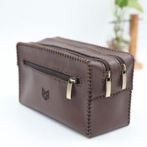 حقيبة يد جلد طبيعي للجنسين لون بني غامق