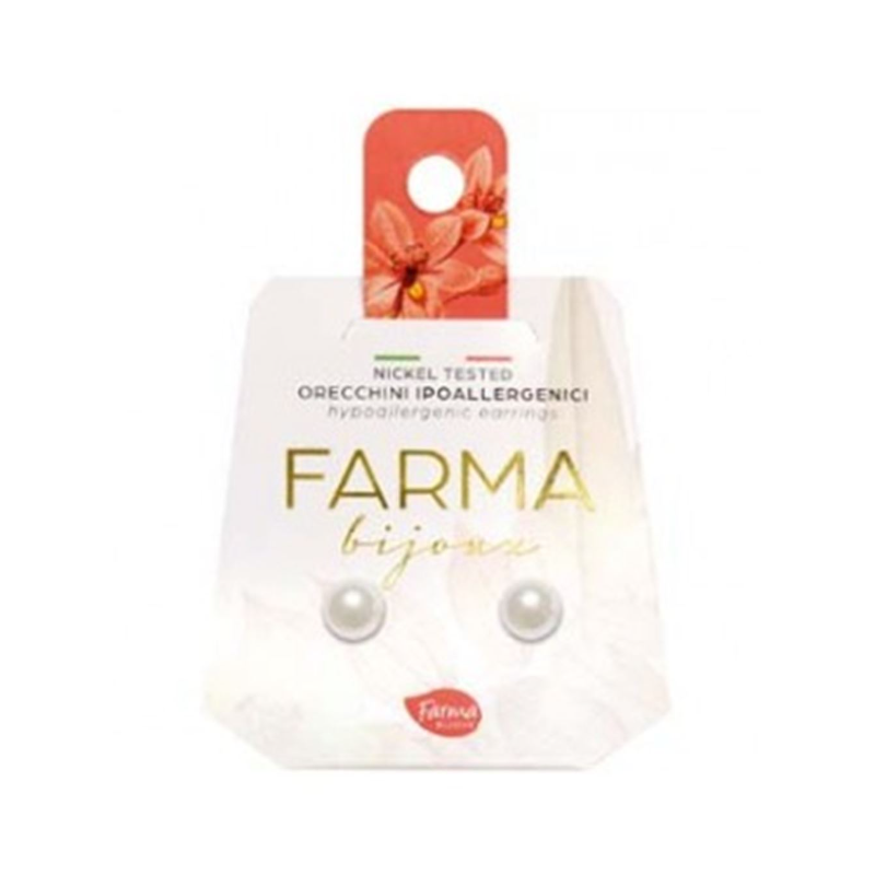 حلق أذن من فارما farma مقاس 6 ملم بتصميم بلورة بلون ابيض