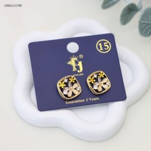 حلق اطار مربع مع ورود ملونة لون ذهبي