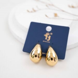 حلق ذهبي بتصميم دمعة حجم كبير