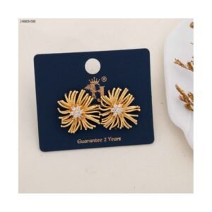 حلق شكل وردة مع زركون لون ذهبي