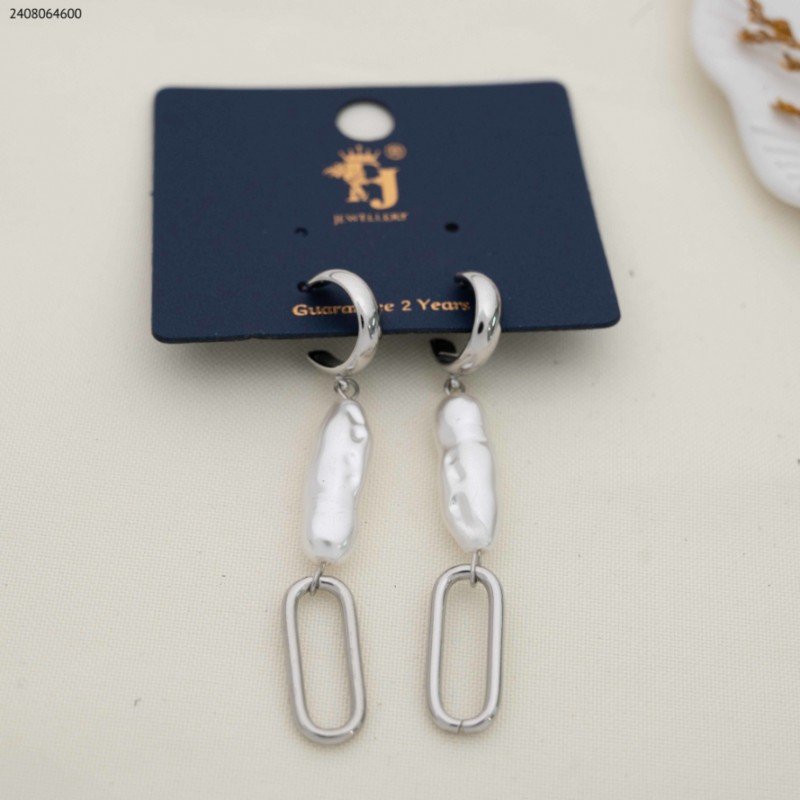 حلق طويل مع لولو لون فضي