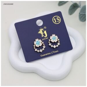 حلق على شكل وردة ملونة لون ذهبي وازرق