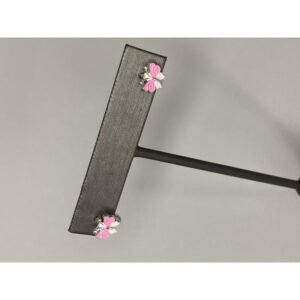 حلق فضة قراشة لون زهري غامق عيار 925