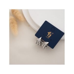 حلق فضي بتصميم دائري 3 طبقات