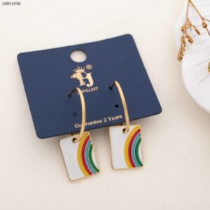 حلق قوس قزح مستطيل لون ذهبي