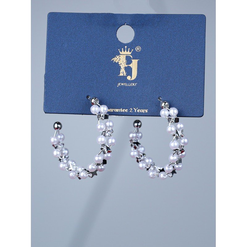 حلق فضي هوبس بتصميم نجوم ولولو