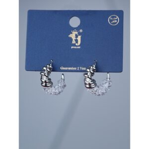 حلق هوبس نصف كرستال ونصف حلقات فضي