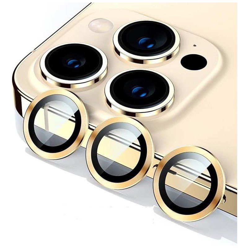 طقم حماية 3 قطع لعدسات كاميرا لايفون 13Pro Max/13Pro - لون ذهبي