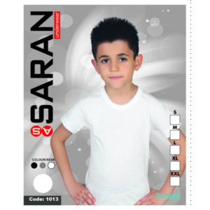 داخلي فانيلا بأكمام قصيرة قبة دائرية للأطفال لون أبيض