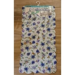 دعاسة حمام وبانيو مانعة للانزلاق مستطيل بتصميم رسومات ورد جوري بنفسجي