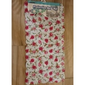 دعاسة حمام وبانيو مانعة للانزلاق مستطيل بتصميم رسومات ورد جوري زهري