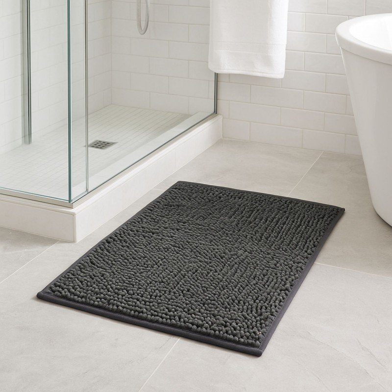 دعسة (سجادة حمام) مقاس 80×50 سم لون رمادي غامق