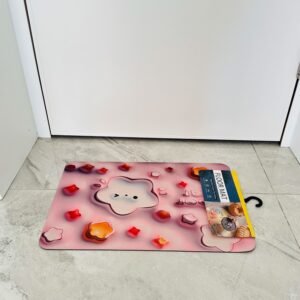 دعسة سيلكون حجم 45×65 سم برسومات ورد لون زهري